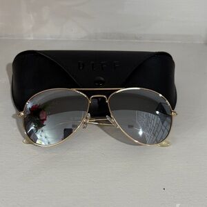 Diff Cruz Gold Frame Aviator Sunglasses - Gray Lenses